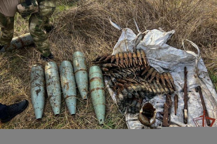 Росгвардейцы обнаружили крупный схрон с вооружением и боеприпасами в Запорожской области